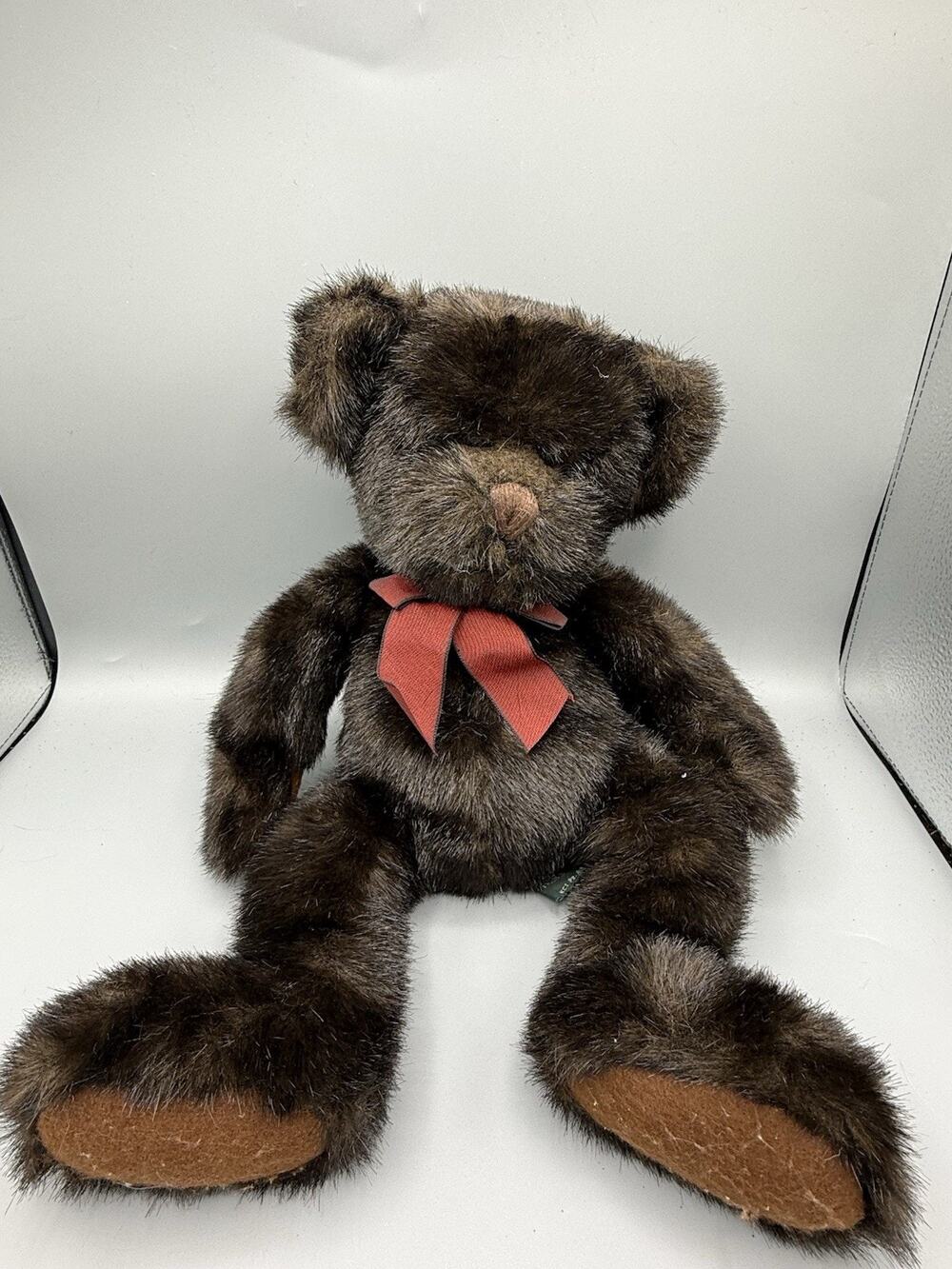 Mackenzie Brown Teddy Bear Plush 15” Red Ribbon Floppy Soft Stuffed Animal